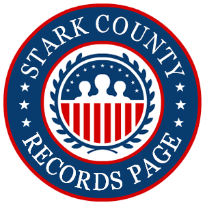 A round red, white, and blue logo with the words Stark County Records Page for the state of Ohio.
